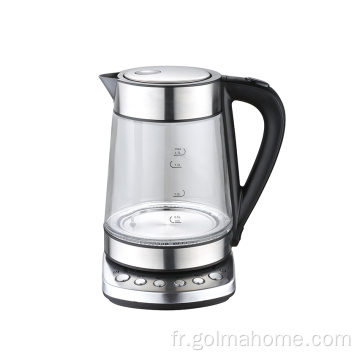 Golmahome 1,7 L garde longtemps au chaud la bouilloire électrique en verre à thé sifflant avec voyant LED bleu, bouilloire à thé sans BPA